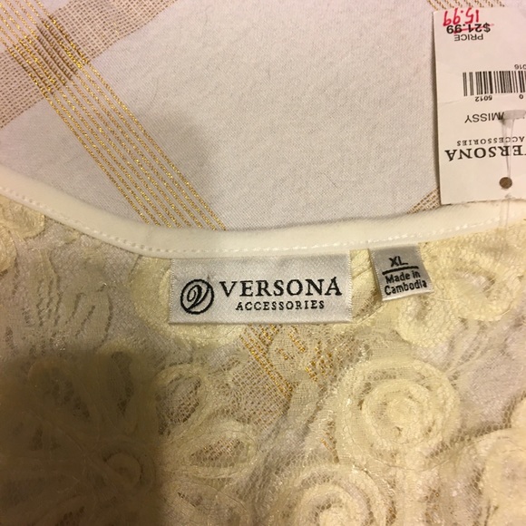 🎁2/$12 NWT VERSONA XL LIGHT YELLOW FLORAL CAP SLEEVE SHEER TOP & ADJUS TANK TOP - Picture 12 of 14
